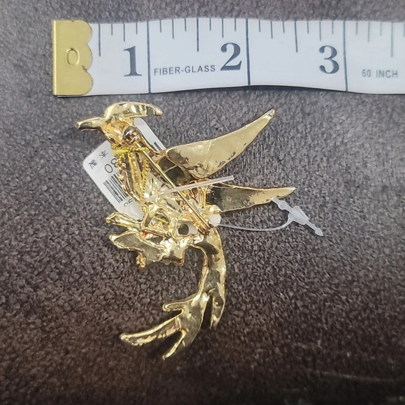 Colorful bird of paradise rhinestone green red brooch pin nwt jewelry - Picture 2 of 2